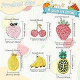 FINGERINSPIRE 6PCS Fruit Beaded Sew on Patches 6 Style Cherry Pineapple Banana Mango Strawberry Cloth Appliques Patches Handmade Beaded Appliques for Clothes, Dress, Hat, Jeans, DIY Decoration