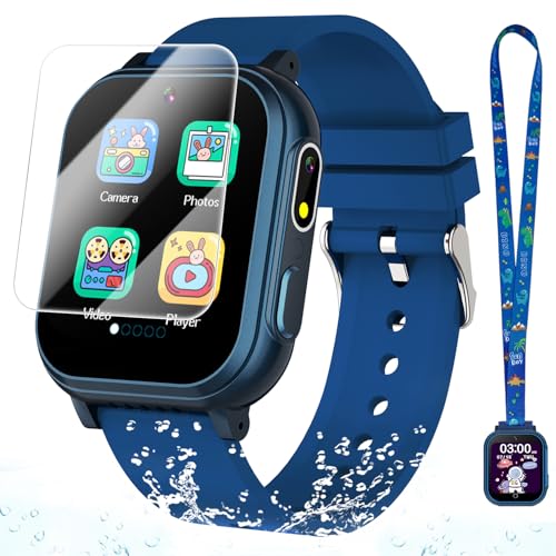 Waterproof Smart Watch for Kids Toys for Boys Age 5-12 with 32 Games, Dual Camera, Habit Tracking, Music Player, Video, Alarm Clock, HD Touchscreen Kids Smart Watch Birthday Gift for 3-12 Year Old