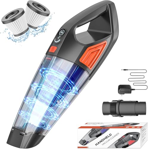 Jeshow Handheld Vacuum Cordless Car Vacuum, Dust Buster Hand Vcauum Rechargeable with Large-Capacity Battery, Lightweight Rechargeable Powerful Portable Vacuum for Car, Home and Pet Hair