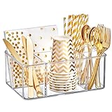 Amazing Abby - Felicia - Plastic Flatware Organizer, 5-Compartment Utensil Holder, Paper Plate Holder, Cutlery and Silverware Storage for Countertop, Perfect Storage Solution for Home and Restaurant