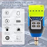 Rogvoc Digital Vacuum Gauge with 4 Units 7/16"-20 UNF(1/4" SAE), HVAC Micron Vacuum Gauge Tester Meter Set with Buzzer Alarm, 1/4" SAE Extension Connector Accessories and Tee Fitting