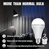 Neporal 4 Pack Emergency-Rechargeable-Light-Bulb, Stay Lights Up When Power Failure, 1200mAh 15W 80W Equivalent LED Light Bulbs for Home, Camping, Tent (E27, with Hook) (Daylight)