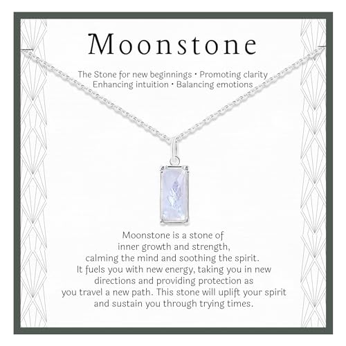 HOPE LOVE SHINE New Beginnings Rainbow Moonstone Sterling Silver Necklace for Women - Meaningful Jewelry Gifts for Her