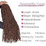 Leeven 24 Inch Pre-twisted butterfly locs crochet hair Brown Butterfly Faux Locs Crochet Braids Hair Pre-looped Distressed Butterfly Locks Hair Extensions for Women 30#