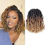 Toyotress Passion Locs Crochet Hair - 10 Inch 8 Packs Ombre Brown Blonde Faux Locs Crochet Hair Curly Ends, Short Bob Curly Locs Pre-Looped Synthetic Braiding Hair Extensions (10 Inch, OT30/27)