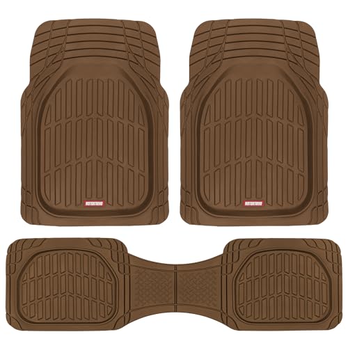 Motor Trend FlexTough Deep Dish All-Weather Floor Mats, Waterproof Trim-To Fit Mats for Cars, Trucks, SUVs - Universal Automotive Floor Liners, Car Accessories