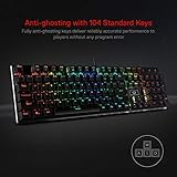 Redragon K556 RGB LED Backlit Wired Mechanical Gaming Keyboard, 104 Keys Hot-Swap Mechanical Keyboard w/Aluminum Base, Upgraded Socket and Noise Absorbing Foams, Soft Tactile Brown Switch