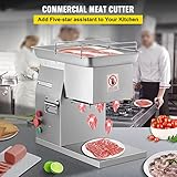 VEVOR Commercial Meat Cutter Machine 1100 LB/H 3mm Stainless Steel with Pulley 600W Electric Food Cutting Slicer for Kitchen Restaurant Supermarket Market