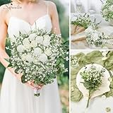 Serwalin 100Pcs Babys Breath Artificial Flowers, Faux Baby Breath Flowers Artificial Bulk Fake White Gypsophila Bouquet Real Touch Flowers for Wedding Floral Arrangement Party Home Decor