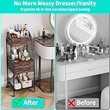 HapiRm Floor Makeup Organizer Storage - Vanity Skincare Make Up Organizers and Storage with Drawers, Cosmetics Display Cases Holder for Skin Care Nail Polish Perfume Makeup Brush