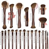 MAANGE 20 Pcs Makeup Brushes with Gift Box, Double-End Multi-functional Makeup Brushes for Blending Liquid Powder Concealer Cream Blush Buffe,Dark Brown