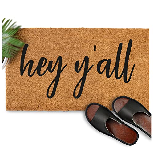 MAINEVENT Hey Y'all Door Mat Outdoor Funny 30x17 Inch, Funny Door Mat for Outside Entry w/Anti-Slip Backing