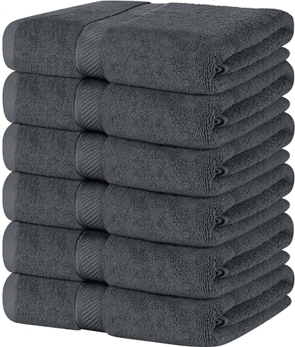 Utopia Towels 6 Pack Medium Bath Towel Set, 24 by 48 Inches, 500 GSM 100% Ring Spun Cotton, Lightweight and Highly Absorbent Quick Drying Premium Towels for Hotel, Spa and Bathroom, Grey