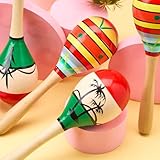 JOYIN 4 PCS Cinco De Mayo 7.6" Wooden Maracas for Kids, Maraca Magic, Wooden Rattle Noisemaker for Mexican Fiesta Party Favors, Musical Fun Parties, Luau Party, Carnivals, Taco Tuesday Event