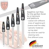 3 Swords Germany - Brand Quality Sapphire Metal Nail File Set (5 pcs.) with 3-Way Nail Buffer (1 pc.), Manicure Pedicure Finger & Toe Nail Care - Made in Solingen Germany (671)