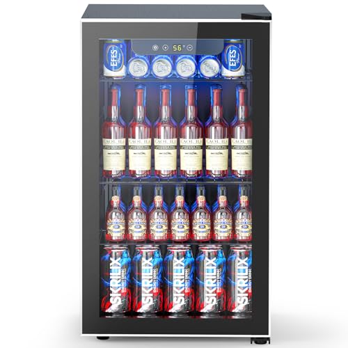 Electactic 95 Cans Beverage Refrigerator, 26 Bottle Mini Fridge, 2.7 cu.ft Drink Fridge Digital Temperature Control for Bottled Beer, Soda,Water