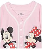 Disney Girls Mickey & Minnie Mouse Baseball Jersey - Classic Mesh Button Down Shirt, Light Pink/White, 6 US