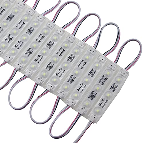 REXTiN Super Bright 200pcs 3 LED Module White 2835 SMD Waterproof Decorative Light for Letter Sign Advertising Signs with Tape Adhesive Backside (White)