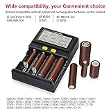 MiBOXER 18650 Battery Charger, Smart Universal 4-Bay Charger, Automatic LCD Display,Fast Charging Rechargeable Li-ion LiFePO4 Ni-MH Ni-Cd AA AAA C 18350 18500 18700 20700 21700 26650 RCR123