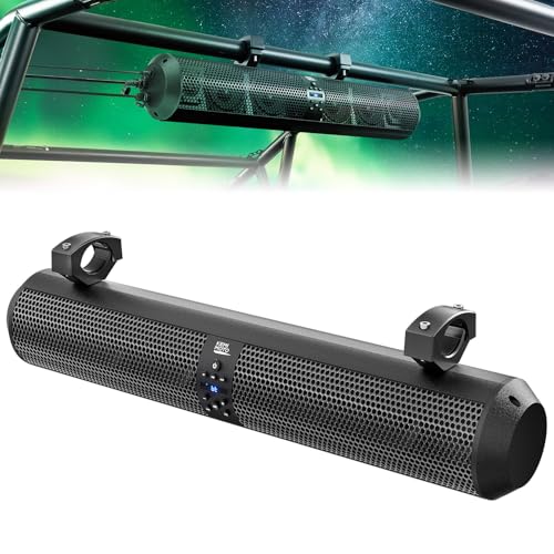 KEMIMOTO UTV Sound Bar 28 Inch ATV Soundbar 4X Subwoofers 2X Tweeters Bluetooth Golf Cart Sound Bar Compatible with Polaris RZR Can-Am Defender X3 CFMOTO ZFORCE, for 1.56"- 2.25" Roll Cage