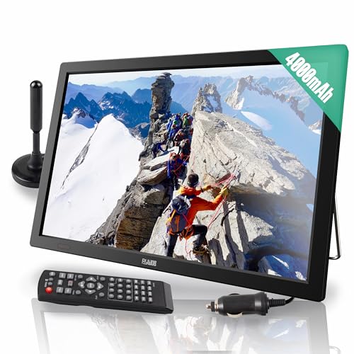 Rywob 15.6" Portable Digital TV,4000mAh Battery Operated TV with ATSC/HDMI/SD Card/USB/AV Input,1080P LCD Screen with Remote&Stand for Camping,Car