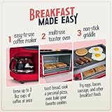 Nostalgia 3-in-1 Breakfast Station - Includes Coffee Maker, Non-Stick Griddle, and 4-Slice Toaster Oven - Versatile Breakfast Maker with Timer - Red