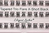 Elegant Lashes Tapered Trio Flare Extra-Short Black Individual Eyelashes (Pro Dozen Pack - 12 Trays) | Cruelty-Free FAUX MINK