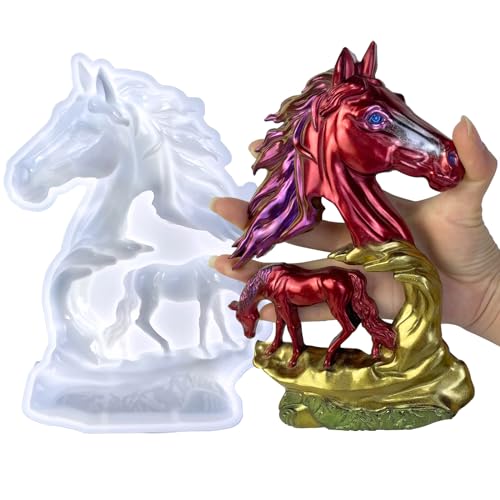 Voaesdk Large Horse Resin Molds Silicone, Cute Hollow Horse Epoxy Molds, DIY 3D Large Animal Silicone Molds for Resin Casting,Wall Hanging, Desktop Ornament Home Decor, Xmas Gifts