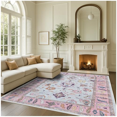 Fame Rugs Modern Oushak Rug. Oversize Vintage Turkish Colorful Oriental Antique Inspired Washable Oversized Area Rugs. Extra Large Luxury Living Room Bedroom 9'8 x 13'