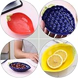 Cabilock 3Pcs Ceramic Dessert Plates Lovely Dried Fruit Dishes Snacks Fruit Shape Salad Bowl Food Server Tray Lemon Dishes Seasoning Dish Sauce Dish (Grape+ Strawberry+ Lemon)