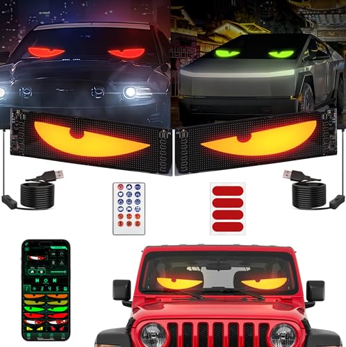 2PCS Devil Eyes Light for Cars,Programmable LED Eyes for Car, 4.3in x 19.3in,Flex LED Display for Car, LED Sign for Car, Suitable for Windows of Cars and Small to Medium-Sized Trucks