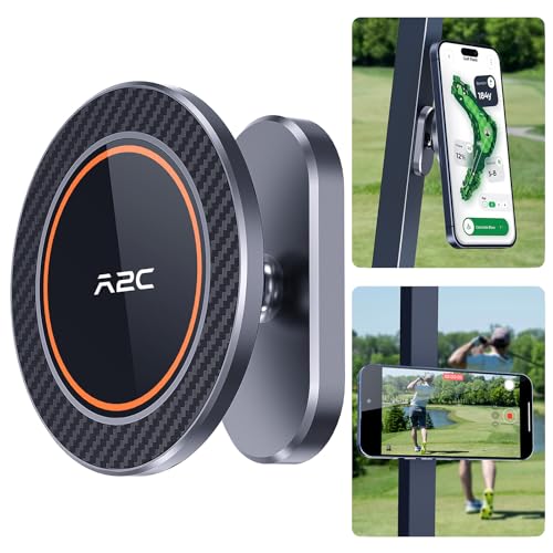 A2C Alloy Magnetic Golf Cart Phone Holder Compatible with MagSafe iPhone 16 Pro Max Plus 15 14 13 12 Mini Fits EZGO, Club Car, Yamaha, Icon, Golf Cart Accessories Essentials Gift for Friend Men Women
