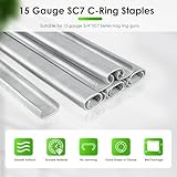 SC7 15 Gauge 3/4'' Inner Crown 15/16" Outside Crown Galvanized C Ring Staples 10,000 PCS/Box, C-Rings for Hog Ring Gun C Ring Pliers