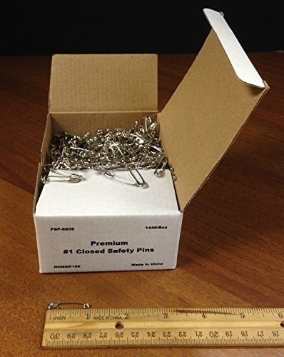 Fabricare Choice - #1 Closed Safety Pins 10 Gross Box (1440 Pins) 1 Inch