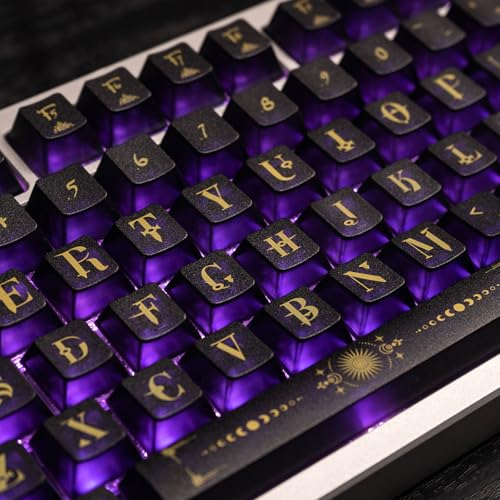Clear Keycaps, Fog Translucent Keycap, Cherry Profile Backlit Keyboard Keycaps Set, Custom Shine Through Key Cap for 60% 65% 75% 100% MX Switches Mechanical Gaming Keyboards(155 Keys, Magic)