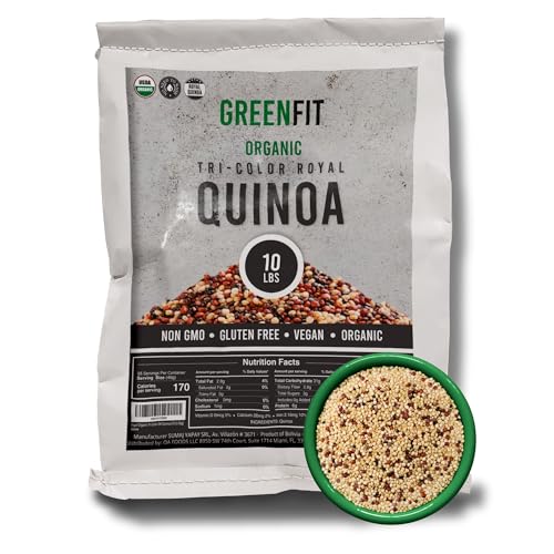 Royal Organic Tri Color Quinoa | OA Quinoa Now Greenfit | Non-GMO, Gluten-Free, Vegan, and Organic | Complete Protein, High Fiber, Low-Calorie Tri-Color Quinoa | (10 Pound - Pack of 1)