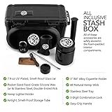 Smell Proof Tobacco Storage Box - ABS Plastic Odor Resistant Container with Easy Grip Handle Portable Case Padded Lock 3 Digit Combination Black