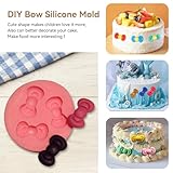 Cyrank 2Pcs Mini Bows Silicone Fondant Molds, Cute Silicone Fondant Molds Bow Fondant Sugar Mould Craft Molds for Birthday Wedding Party DIY Cake Decorating Mold(#6)