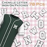 78 Pcs 2.7 Inch Chenille Letter Iron On Patches Sew On Chenille Varsity Letter Patches A-Z, Washable Fabric Letters for DIY Clothing Repairing Hats Shirts Shoes Jeans Bags(White)