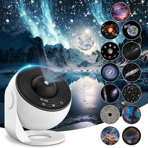 Planetarium Projector for Bedroom, 13 in 1 Star Projector Galaxy Light, Nebula Night Light Milky Way Projector with Timer, LED Space Galaxy Lamp Room Decor for Adults Kids - White