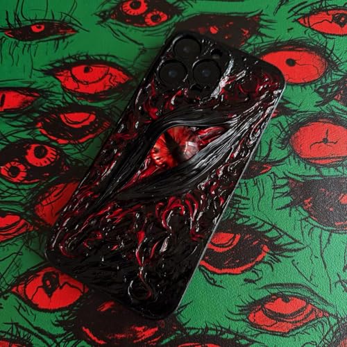 Gothic Phone Case for iPhone, 3D Eye Horror Phone Case Compatible with iPhone Models, Cool Creepy Goth Phone Case Black