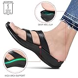 AEROTHOTIC Flip Flops for Women with Plantar Fasciitis Relief Slip On Dressy Beach Flops Comfortable Walking Orthopedic Sandals Arch Support (Raido Black, Size 8)