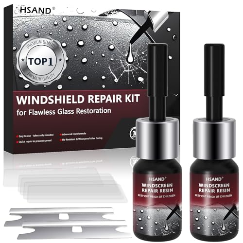 HSAND Windshield Repair Kit, 2025 Latest DIY Car Windshield Crack Repair Kit, 5Min Quick-Glass Repair Liquid, 2 Bottles Nano Glass Repair Liquid, Long-Lasting，Fix Chips, Bullseye & Star Cracks