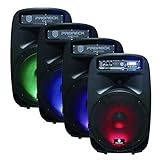 PRORECK Party 15 Portable 15-Inch 2000 Watt 2-Way Powered PA Speaker System Combo Set with Bluetooth/USB/SD Card Reader/FM Radio/Remote Control/LED Light