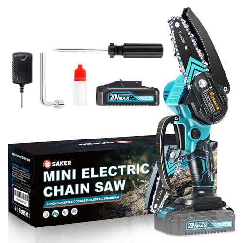 Saker Mini Chainsaw,Portable Electric Chainsaws Cordless,Handheld Chain Saw Pruning Shears Chain Saws for Tree Branches,Courtyard,Household and Garden,Gift for Men Dad Husband Women