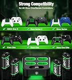 Upgraded Fast Charging Rechargeable Battery Packs with Light Control, 4 x 3600mWh Xbox Controller Batteries with Charger Dock/Station for Xbox Series X|S, One S/X/Elite Controllers, Console Accessory