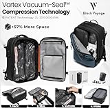 BlackVoyage Airback Vacuum Seal Compression Travel Backpack 60L Expandable Vacpack Water Resistant TSA Lock Airbag Blue (Electric Air Pump Included)