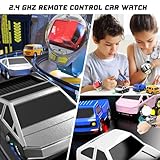 YUZ Mini Remote Control Car Watch Toy with LED Lights, 2.4G RC Cars Toy Car Watch USB Charging Hand Controlled Watch RC Car for Kids Boys Girls for Birthday Christmas Holiday Party Gifts, Grey