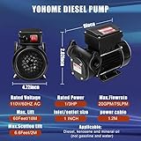 YOHOME Diesel Transfer Pump Oil Pump 20GPM 80L/min AC 110V Fuel Pump Oil Transfer Pump Diesel Kerosene Biodiesel Oil Extractor Pump