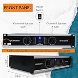 MUSYSIC 2 Channel Power Amplifier Distortion Free and Clear Sound - Professional 2U Chassis Rack Mount Amplifiers for DJs/Experts/Events w/ATR Technology/XLR and 1/4 Inch Inputs - 2000Watts